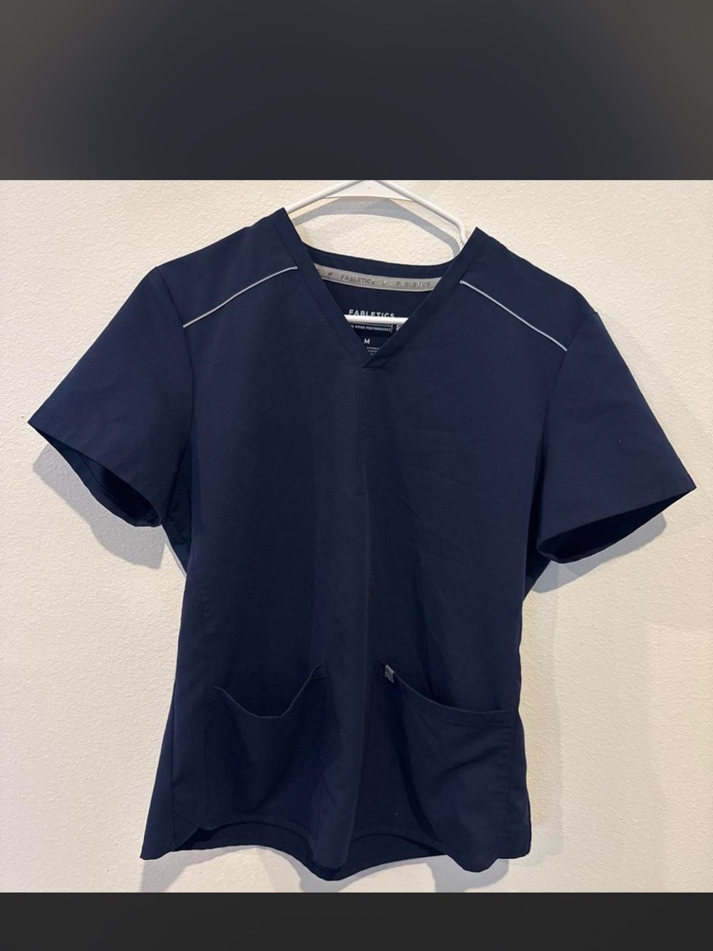 Fabletics Navy Blue V-Neck Top with Front Pockets
